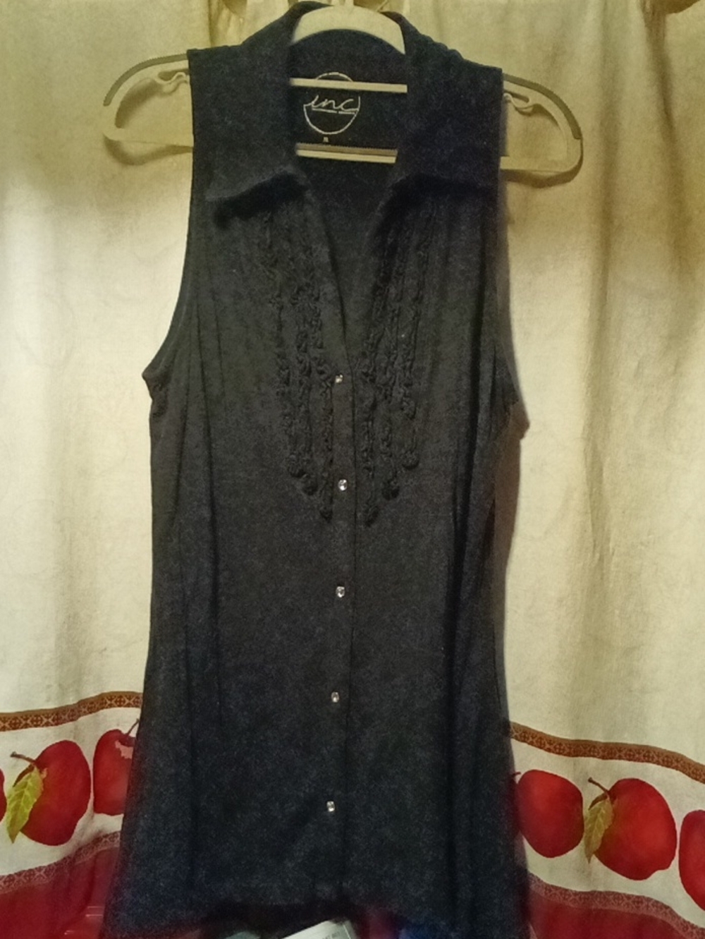 Women's INC International Concepts Sleeveless Black Button-Up Top